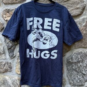 Navy Blue 'Free Hugs' Graphic T-Shirt